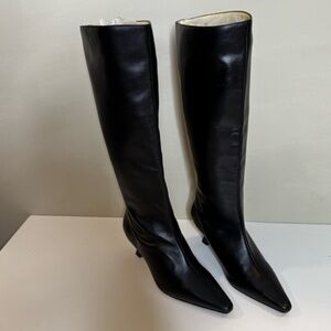 New Ana Palma Elegant Black leather under knee Women's Boots size 9 or 40